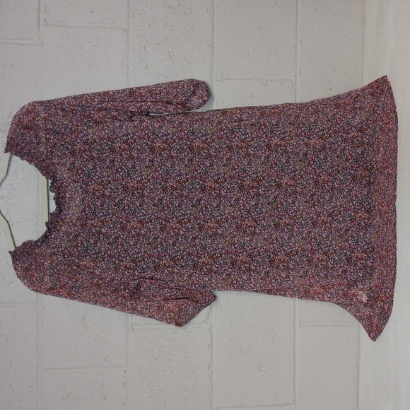 Old Navy Micro Floral Lined Tunic Top Size Large - Picture 7 of 9